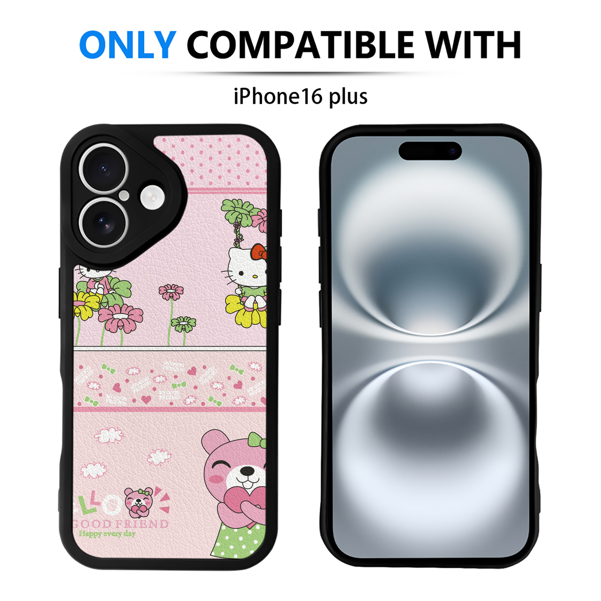 （画像用） Hello Kitty ハローキティ 【iPhone 16シリーズ対応】シリコンスマホケース（レザー調） 材質：シリコン